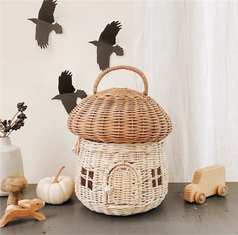 Mushroom Rattan Weave Bag Small Basket