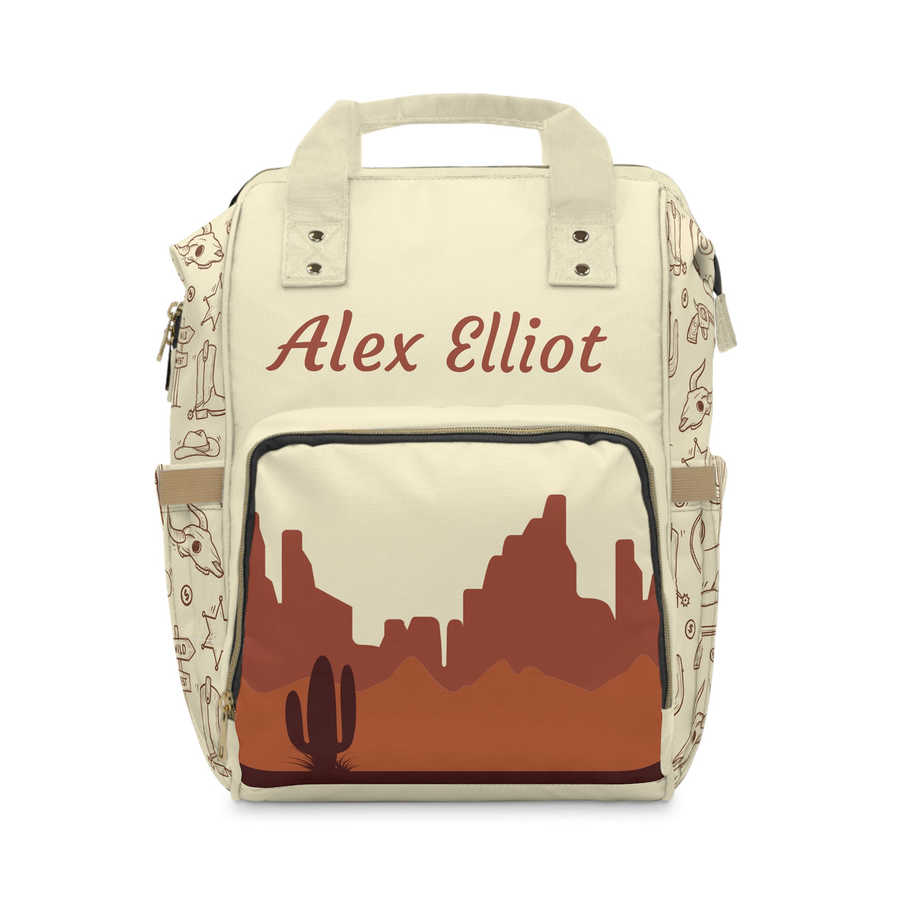 Personalized Western Cowboy Pattern Multifunctional Diaper Backpack, Newborn Gift, Baby Shower Gift, Cowboy Themed Baby Shower