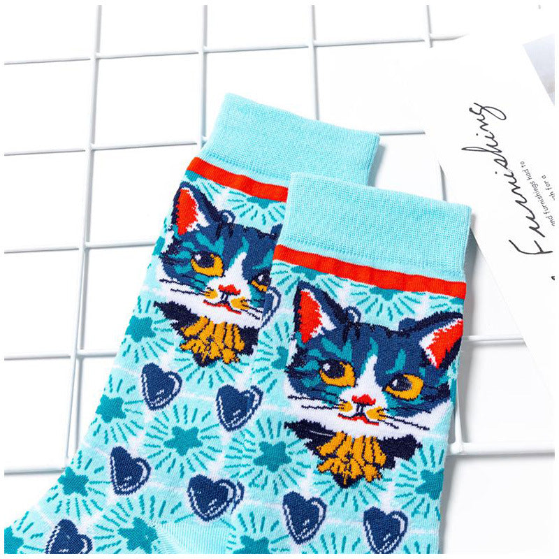 Women's Kitten Pattern Cartoon Cotton Socks