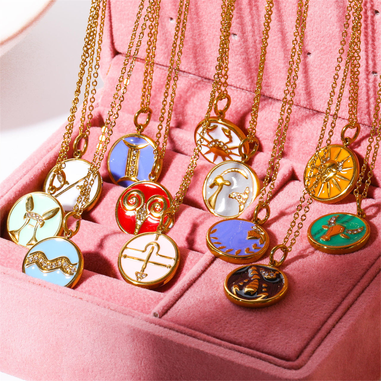 Colorful Oil Twelve Astrological Sign Constellations Necklace