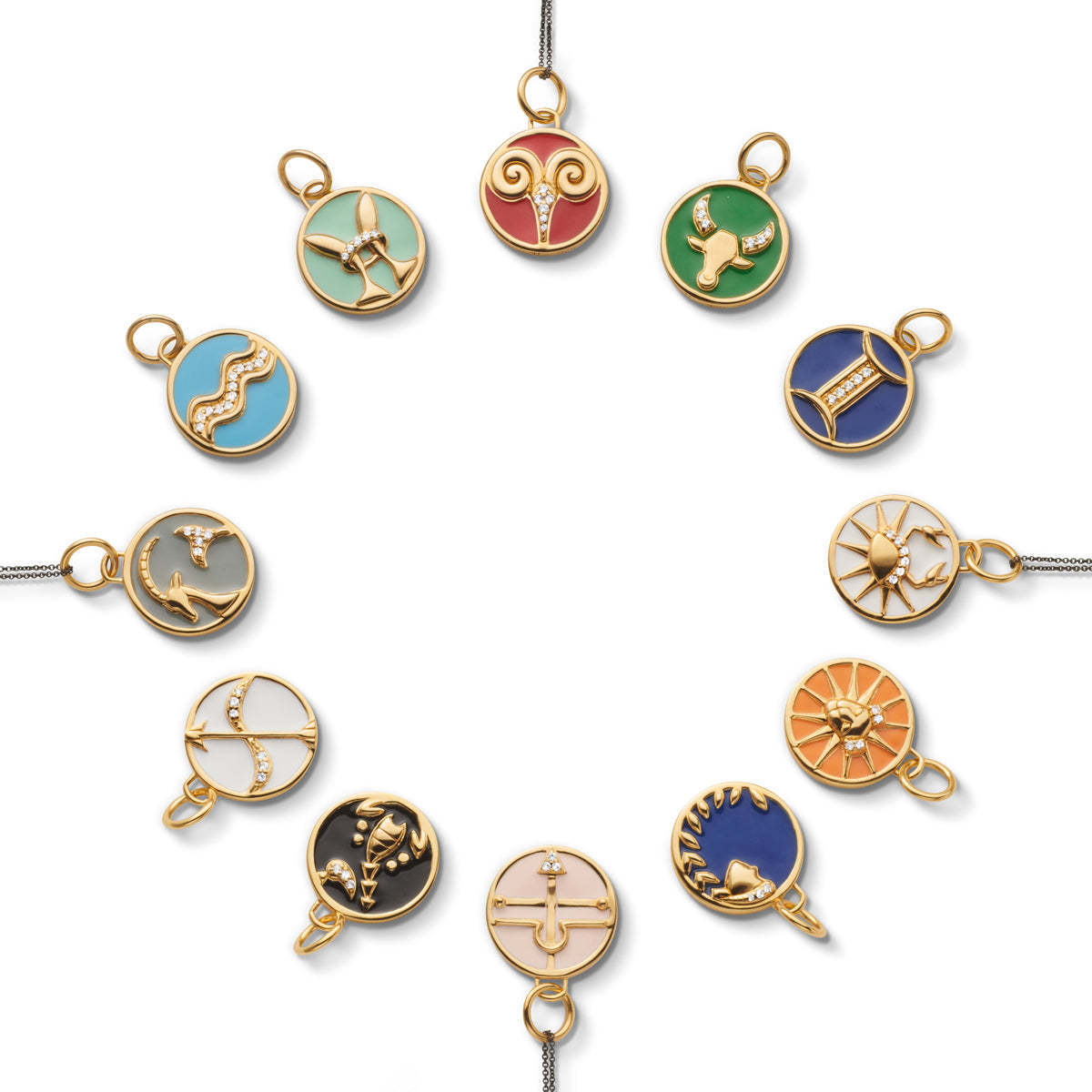 Colorful Oil Twelve Astrological Sign Constellations Necklace