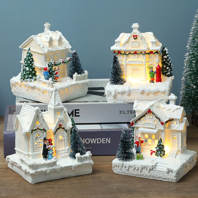 Light-emitting Small House White Warm Light Cabin Christmas Decorations