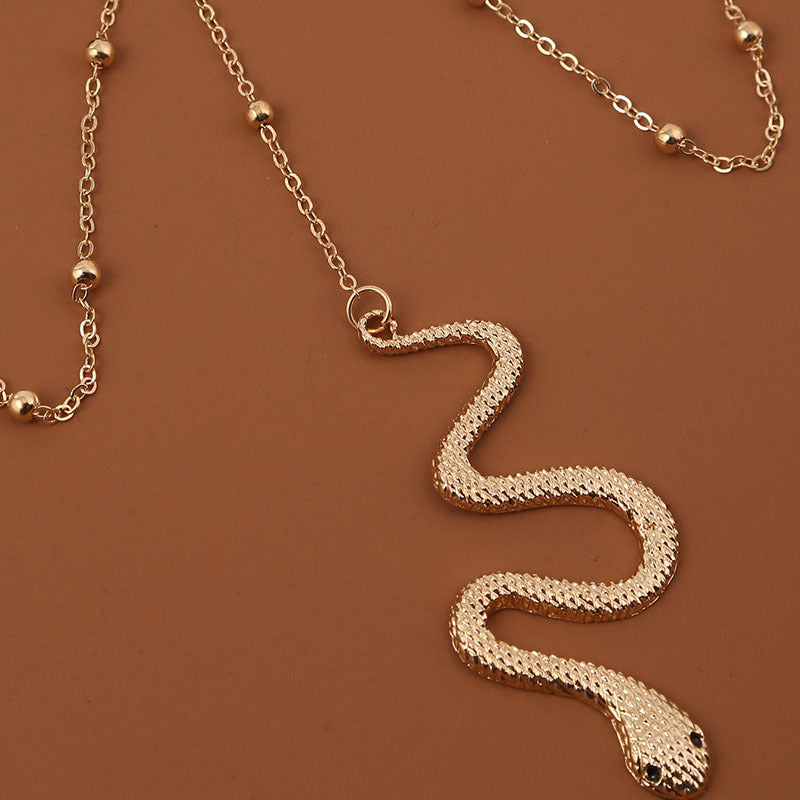 Bohemian Boho Gold Color Metal Beaded Chain Thigh Chain For Women Snake Pendants