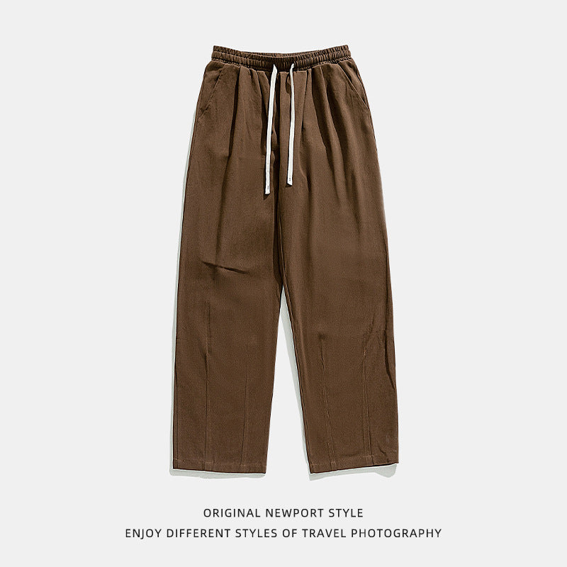 Loose Pure Cotton Casual Pants Men's Pleated Design Trousers