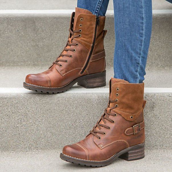 Round Head Leather Ankle Boot