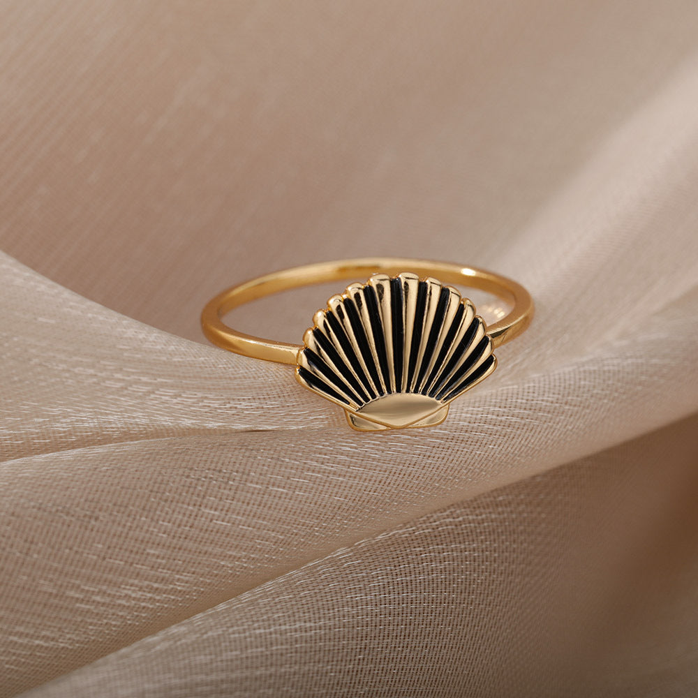 Retro New Shell Shape Ring Trend 18K Gold Plated
