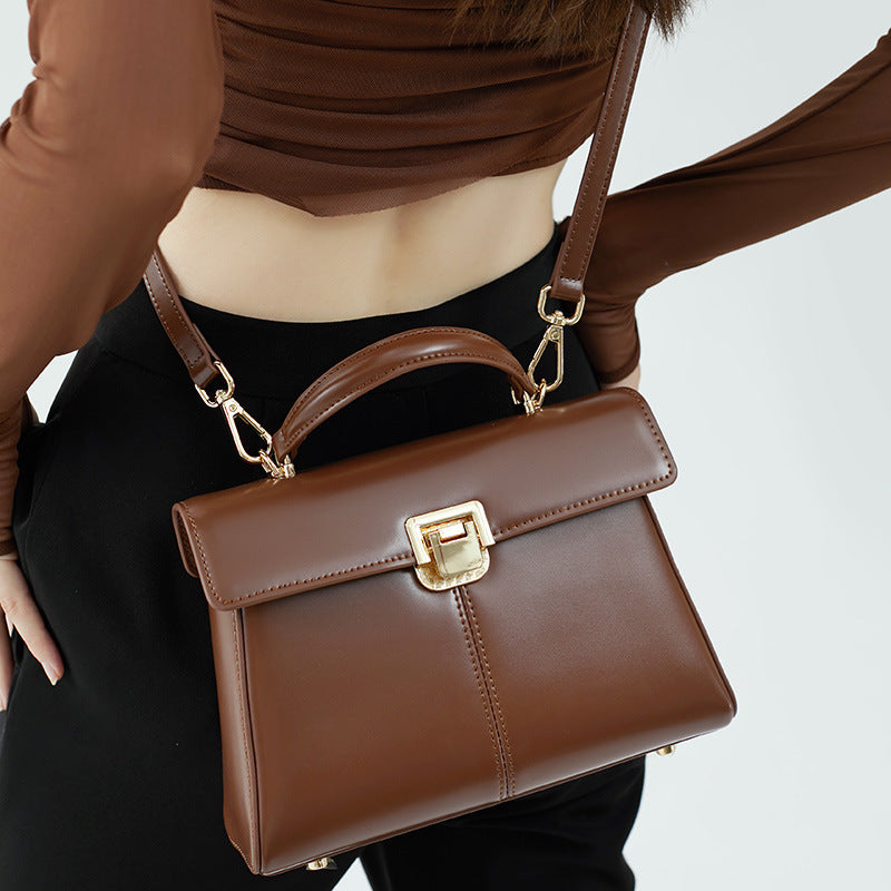 Women's Leather Vachette Clasp Portable Shoulder Bag