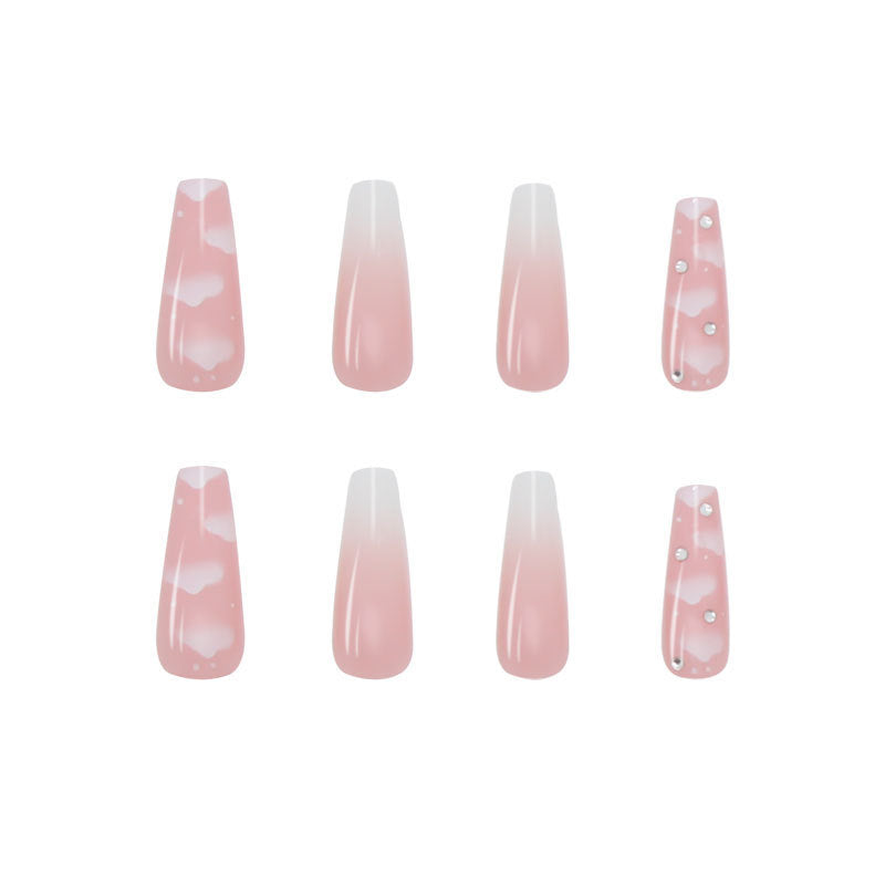 Women's Detachable Long Pink Ballerina Nail Stickers