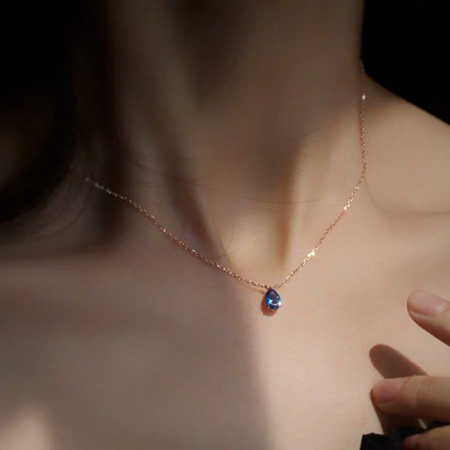 Women's Versatile French Water Drop Sapphire Necklace