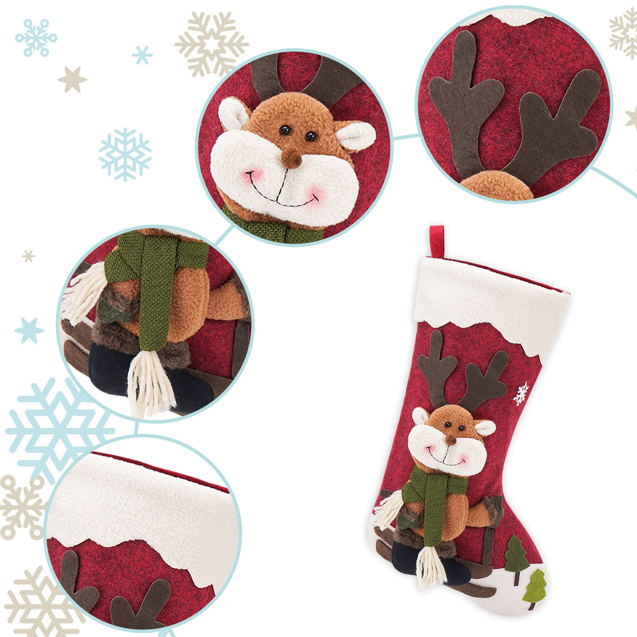 Santa Claus Snowman Elk Holiday Stocking Gift Bag Decorations