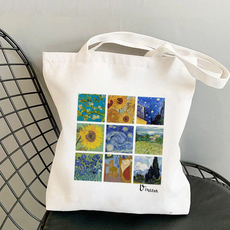 Art Printed One-shoulder Folded Bag Shopping Bag Canvas Bag Student
