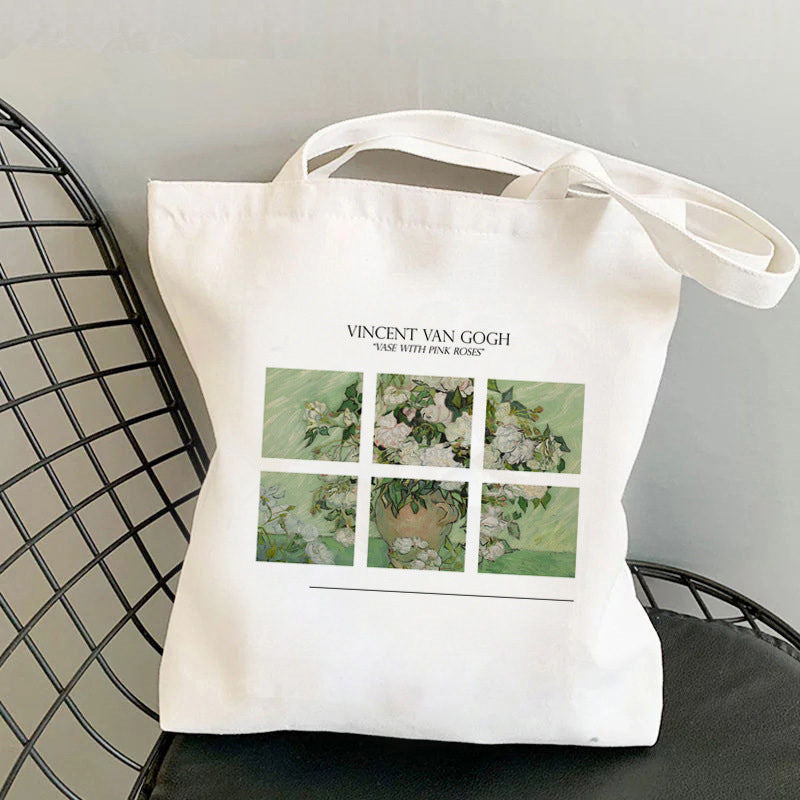 Art Printed One-shoulder Folded Bag Shopping Bag Canvas Bag Student