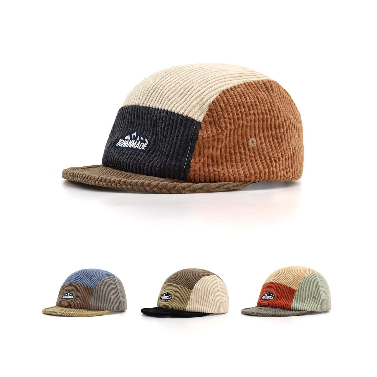 Corduroy Color Matching Five-piece Cap Short Brim Baseball Cap