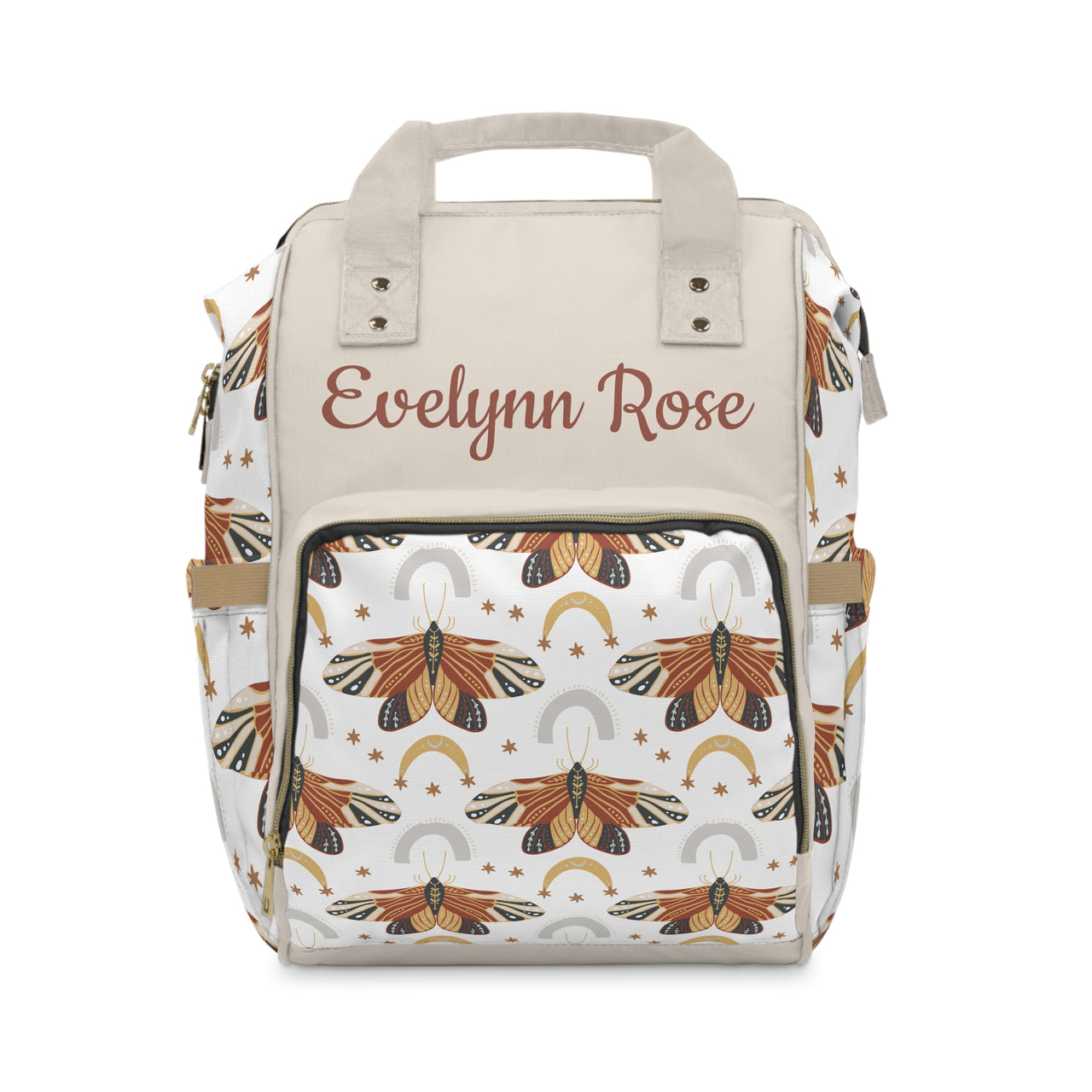 Personalized Bohemian Butterfly Pattern Multifunctional Diaper Backpack, Newborn Gift, Baby Shower Gift, Butterfly Themed Baby Shower