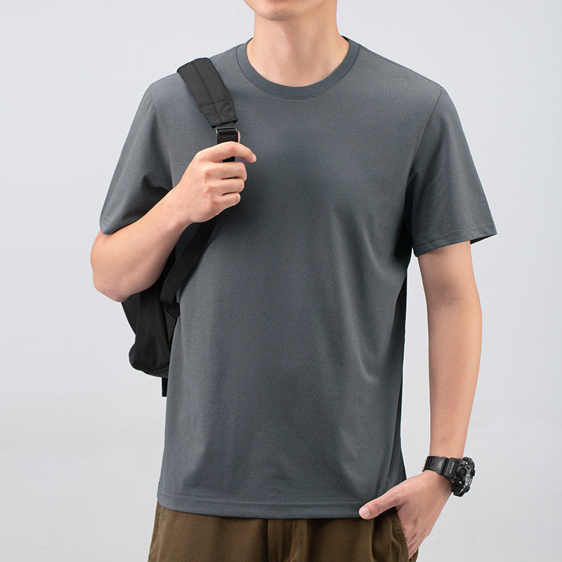 Men's Fashion Casual Round Neck Solid Color T-shirt Top
