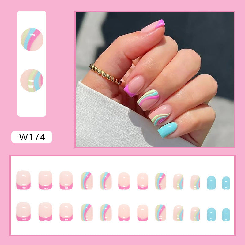 Multicolor Pastel Summer Natural Natural Nail Sticker Wear