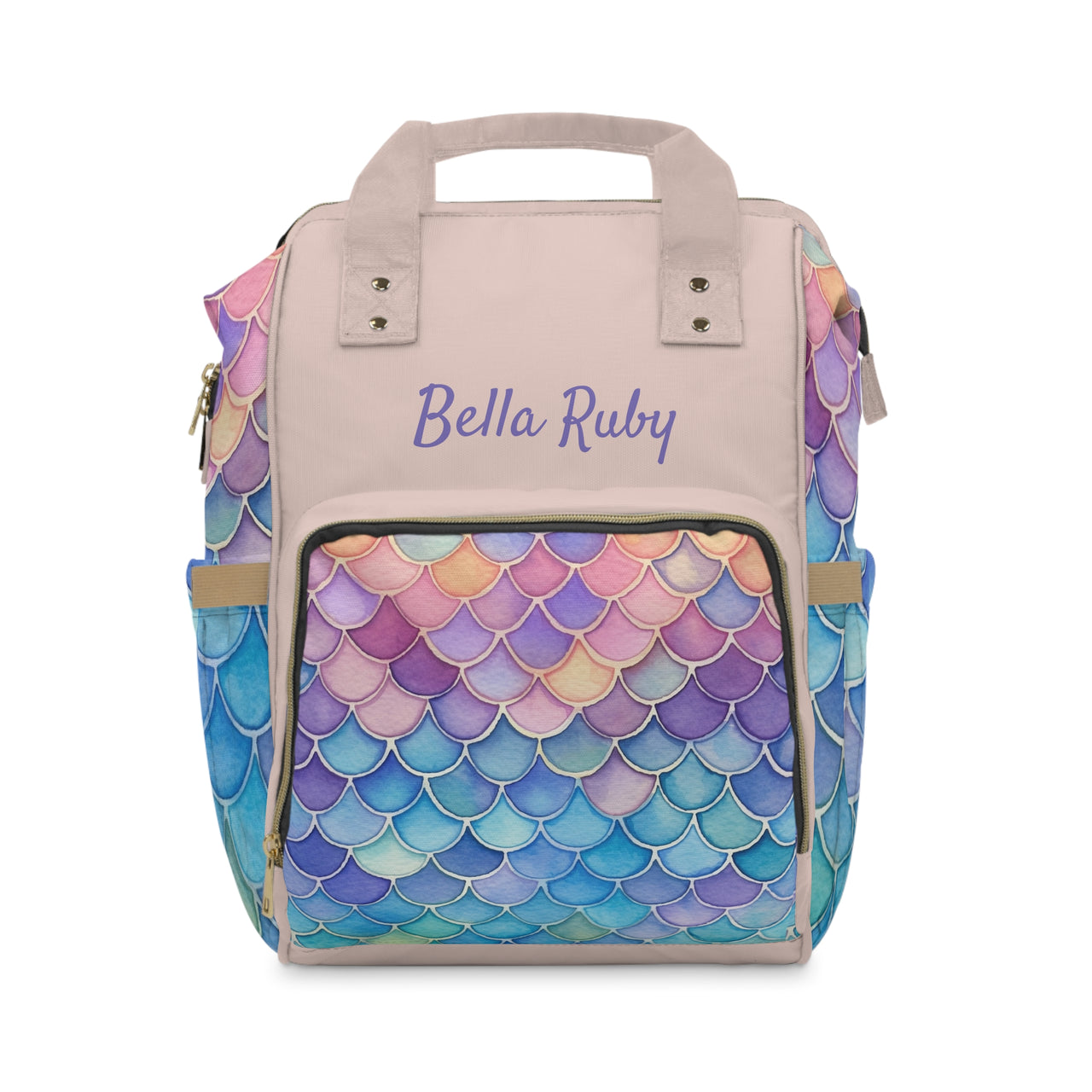 Personalized Mermaid Pattern Multifunctional Diaper Backpack, Newborn Gift, Baby Shower Gift, Mermaid Backpack