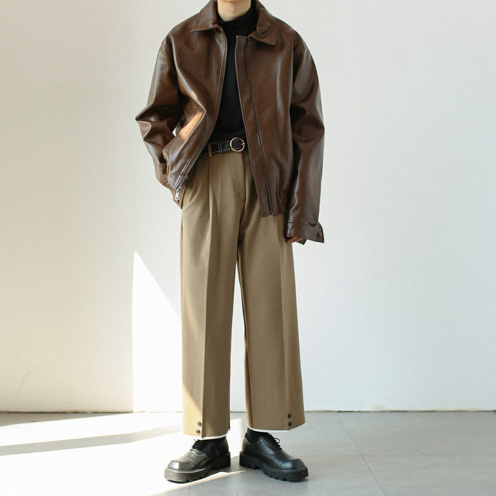Men's Retro Short Personalized Leather Coat
