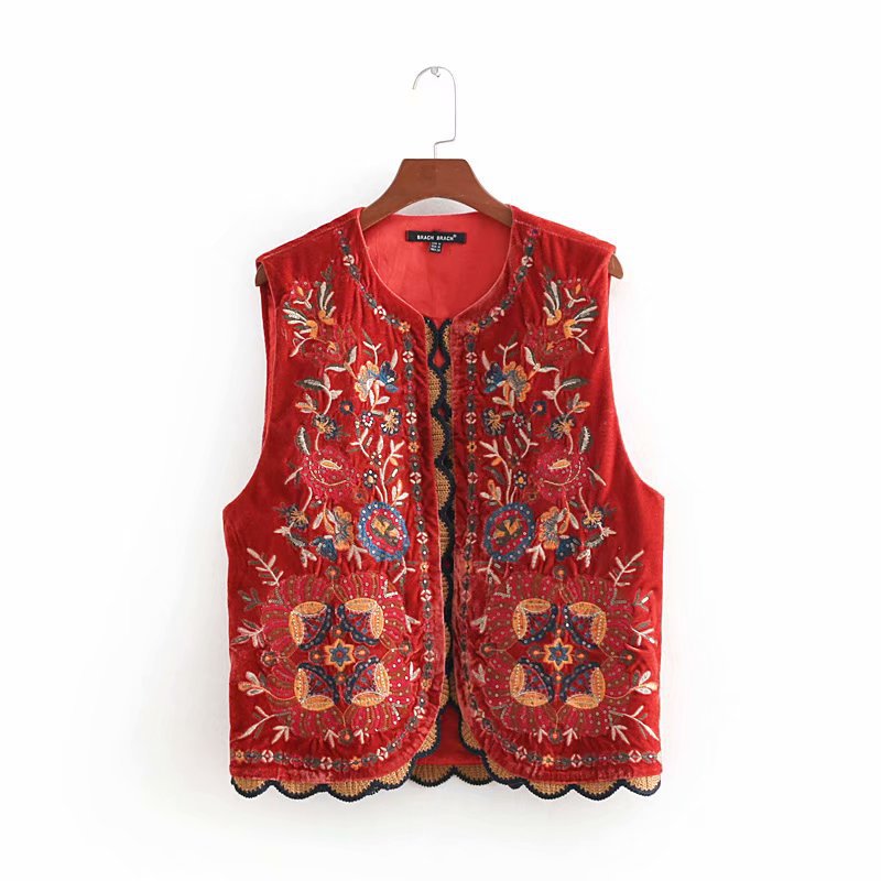 Ethnic Style Sequined Embroidery Vest Jacket