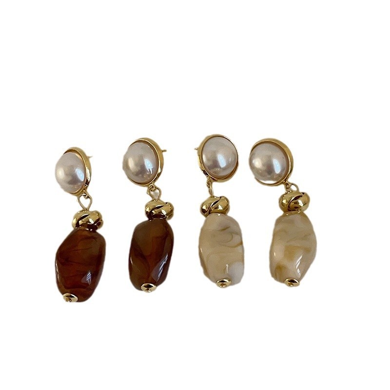 Irregular Resin Pearl Stud Earrings For Women