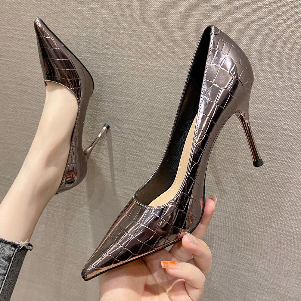 Patent Leather High Heels French Pointed Toe