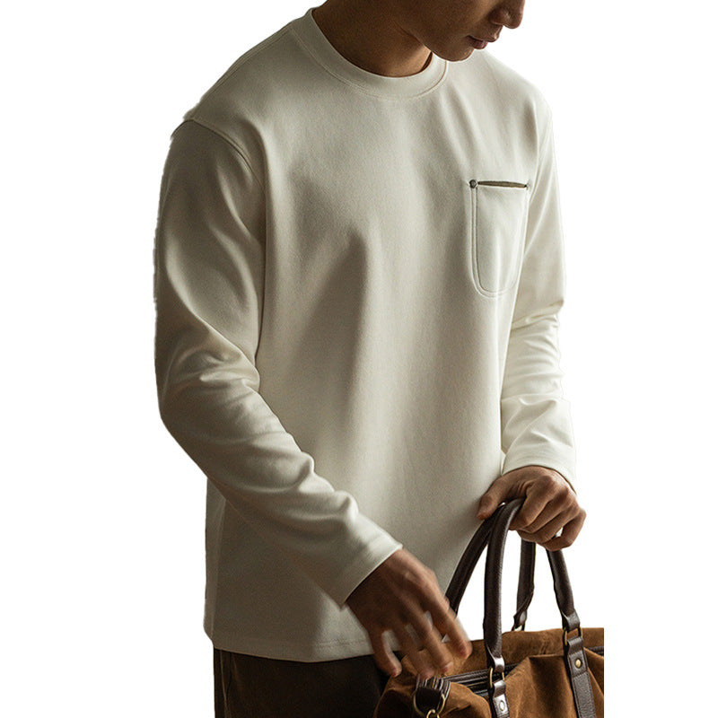 Contrast Color Pocket Pullover Long Sleeve Men's Spring Bottoming