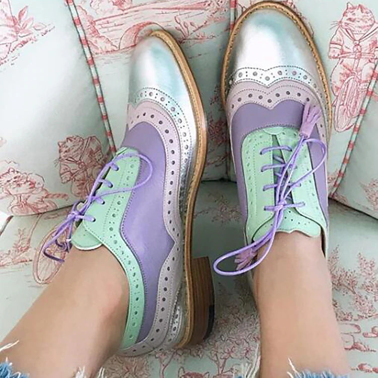 Retro Color Matching Casual Flat Shoes