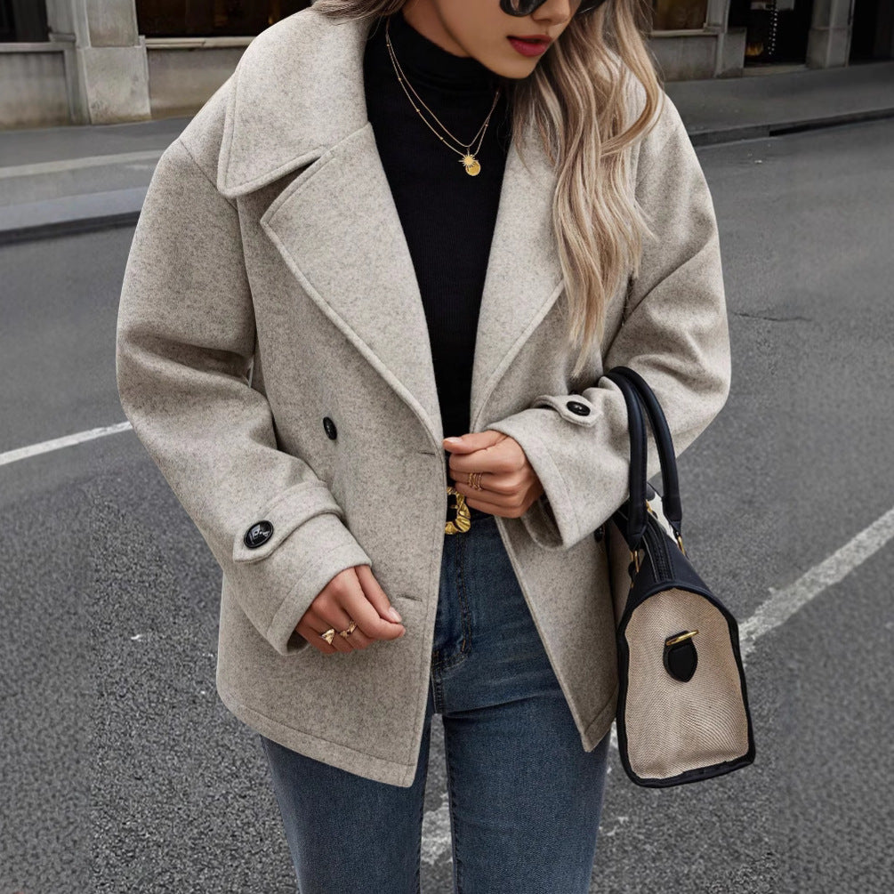 Autumn And Winter New All-match Loose Beige Coat