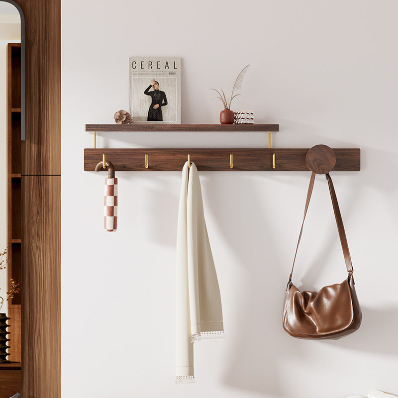 Wall-mounted Row Hook Punch-free Solid Wood Coat Hook