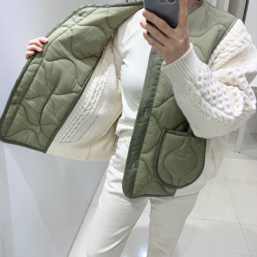 Color Contrast Patchwork Sweater Coat For Women