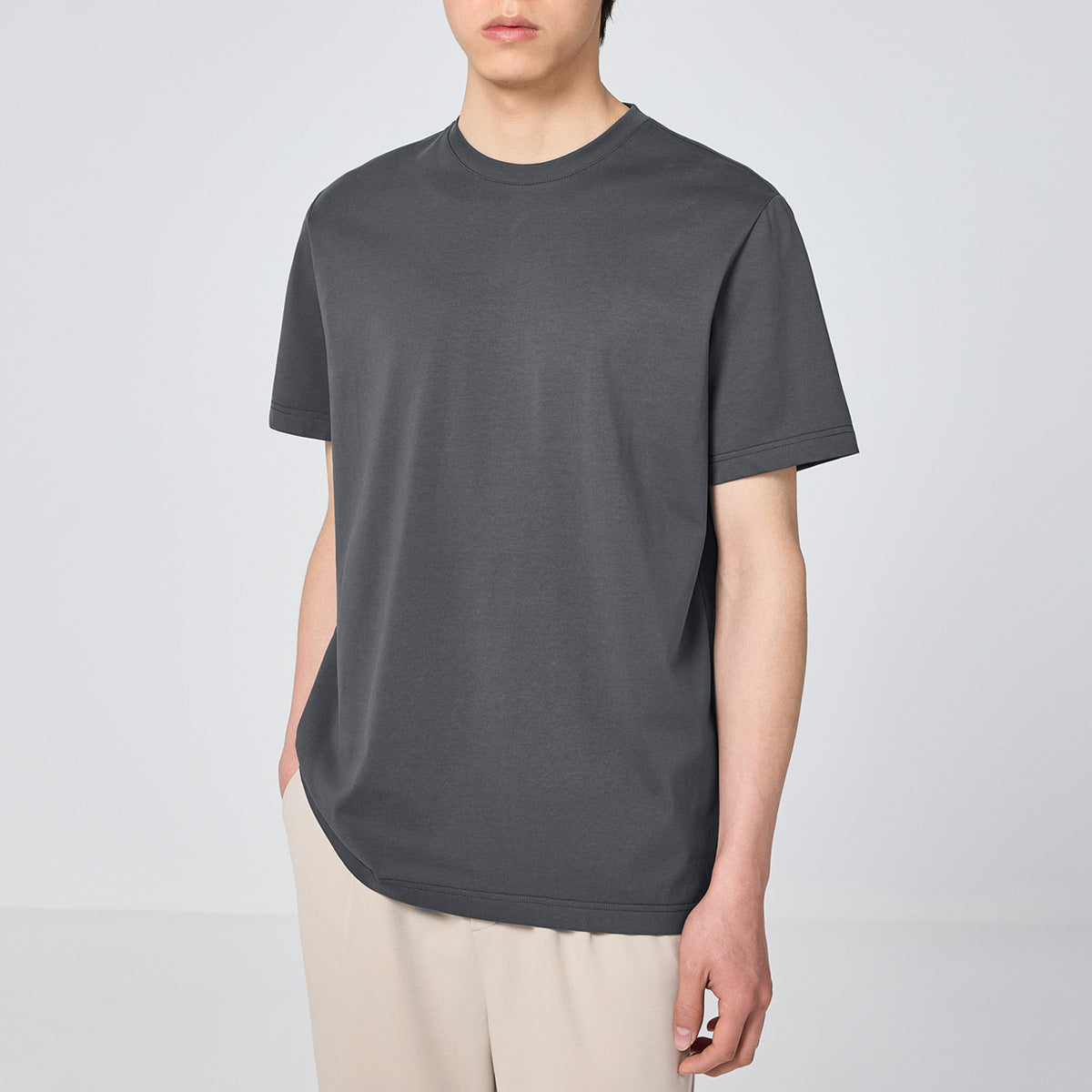 Solid Color Round Neck T-shirt Basic Cool Feeling