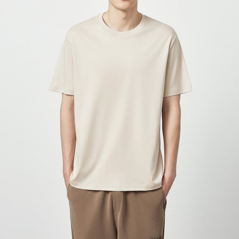 Short Sleeve Simple Solid Color Round Neck