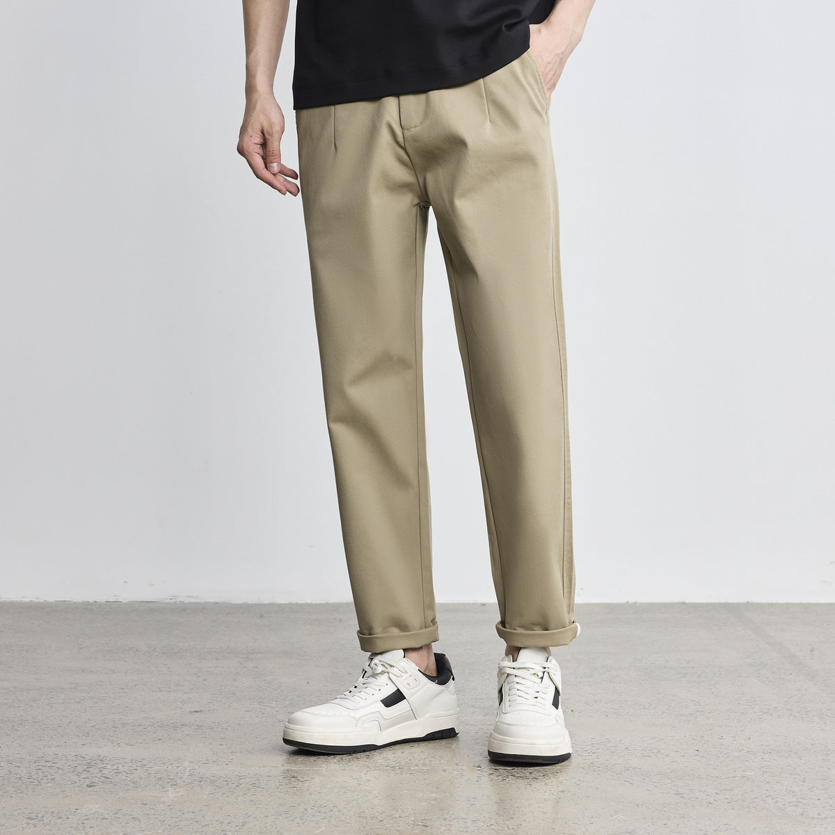 Simple Straight Men's Double Twill Casual Pants