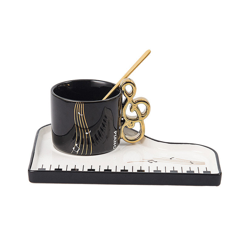 Piano Black And White Key Ceramic Coffee Mug Set