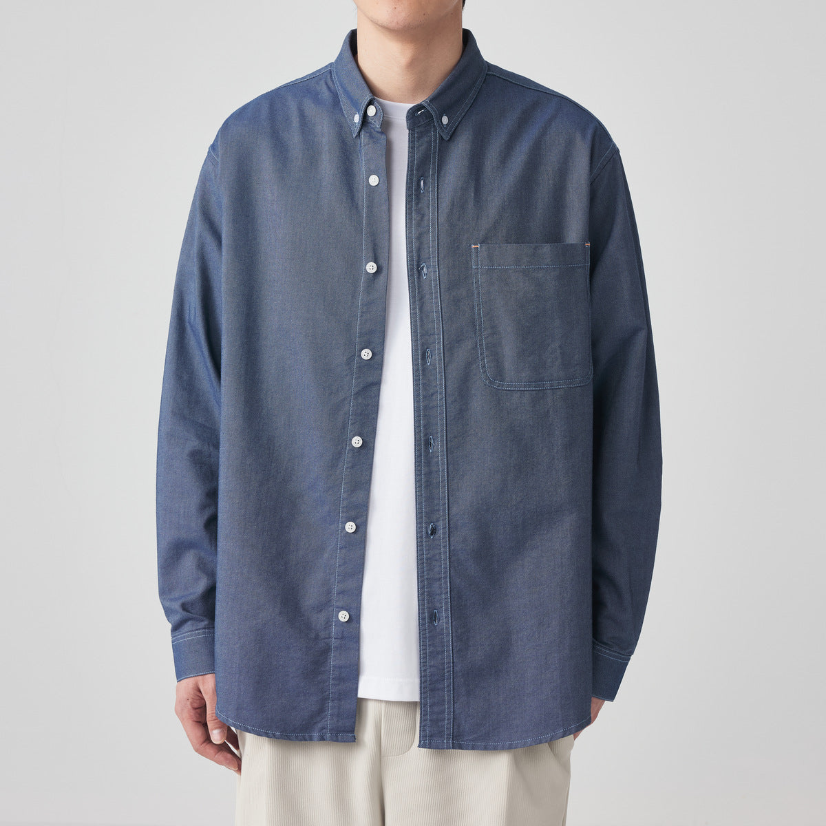 Oxford Long Sleeve Shirt Simple Solid Color