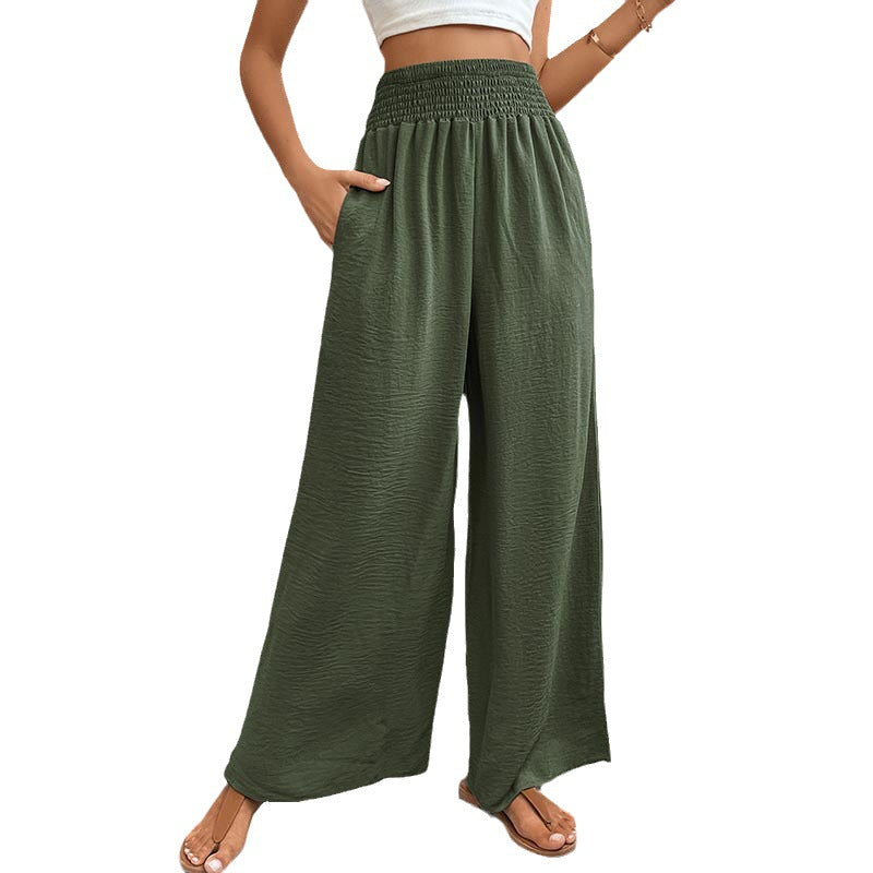 Foreign Trade Trousers Autumn New Casual Elastic Pocket Wide Leg Pants
