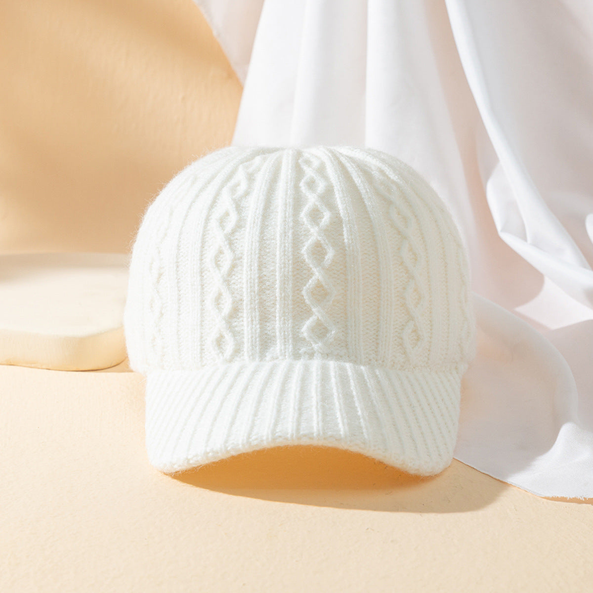 Women's Knitted Wool Keep Warm Solid Color Light Plate Peaked Cap