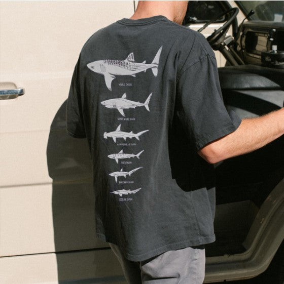 Retro Surfing Marine Life Printed Casual T-shirt