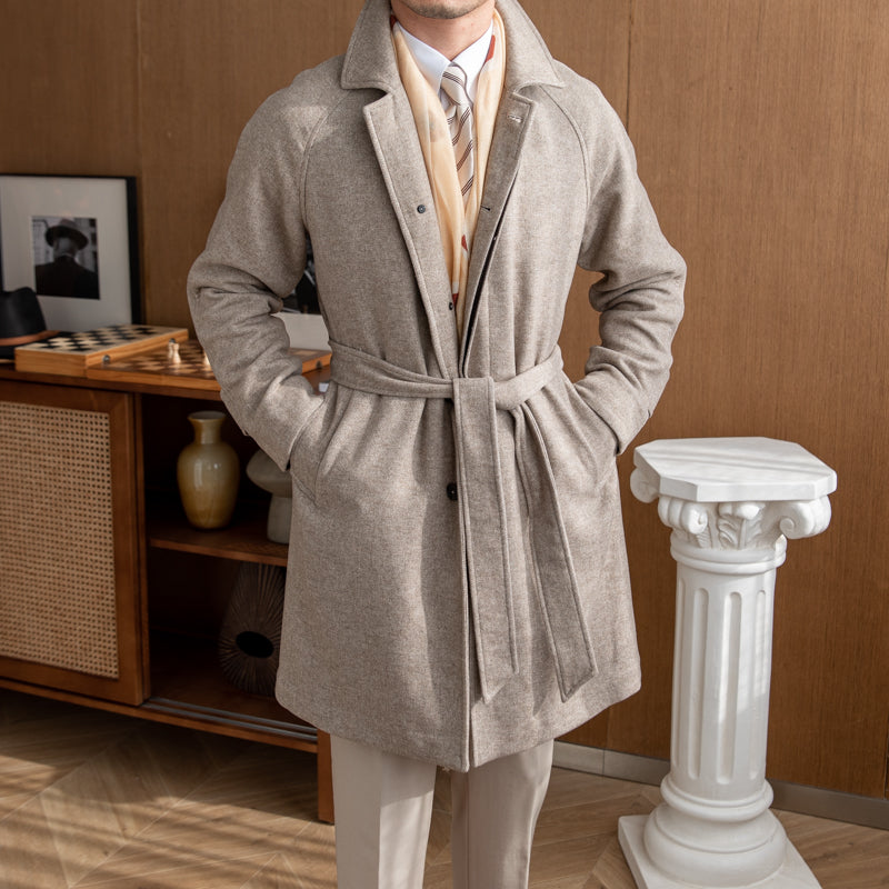 Winter English Casual Wool Mid-length Coat