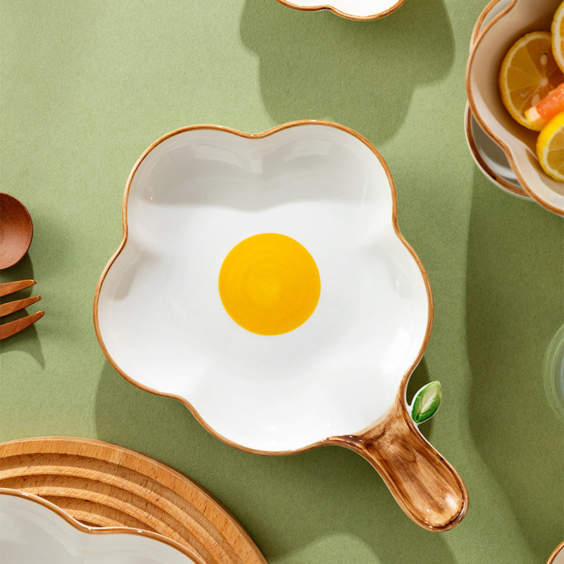 Simple SUNFLOWER Ceramic Poached Egg Household Creative Tableware