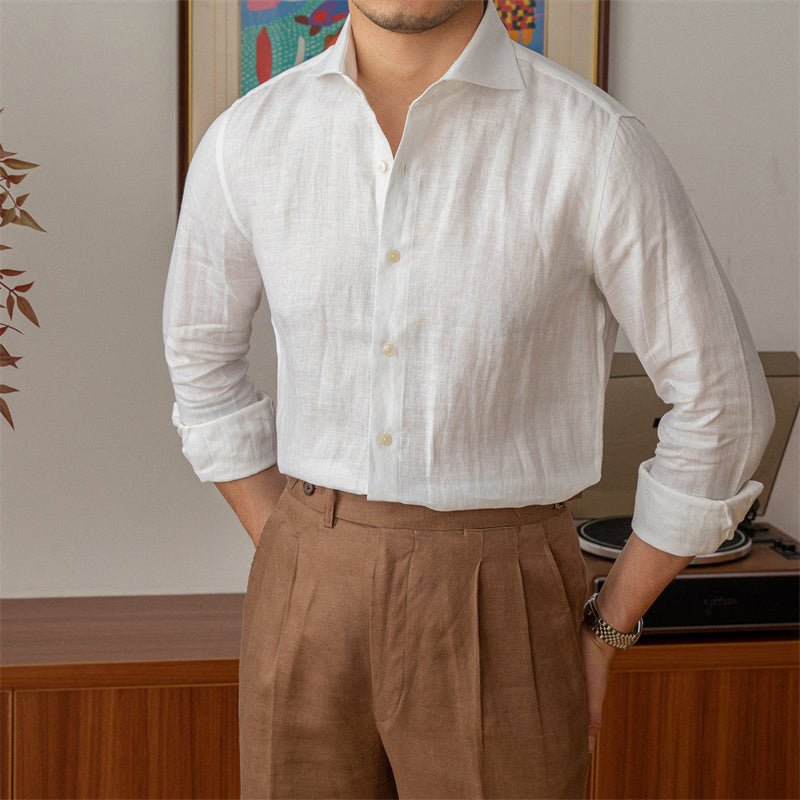 Thin Fashion Long Sleeve Shirt Breathable Linen