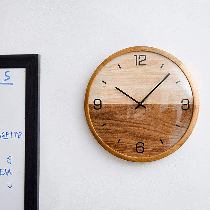 Creative Solid Wood Simple Living Room Silent Quartz Clock