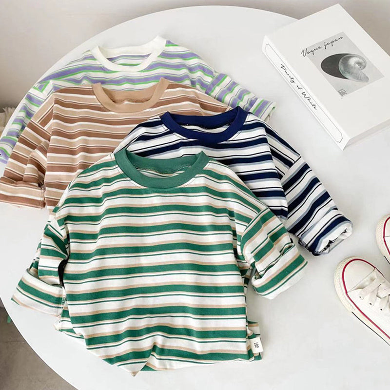 Cropped Vintage Striped T-shirt