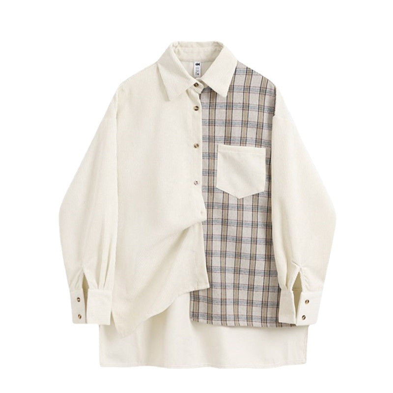 Stitching Plaid Shirt Retro Niche Design Shirt Jacket