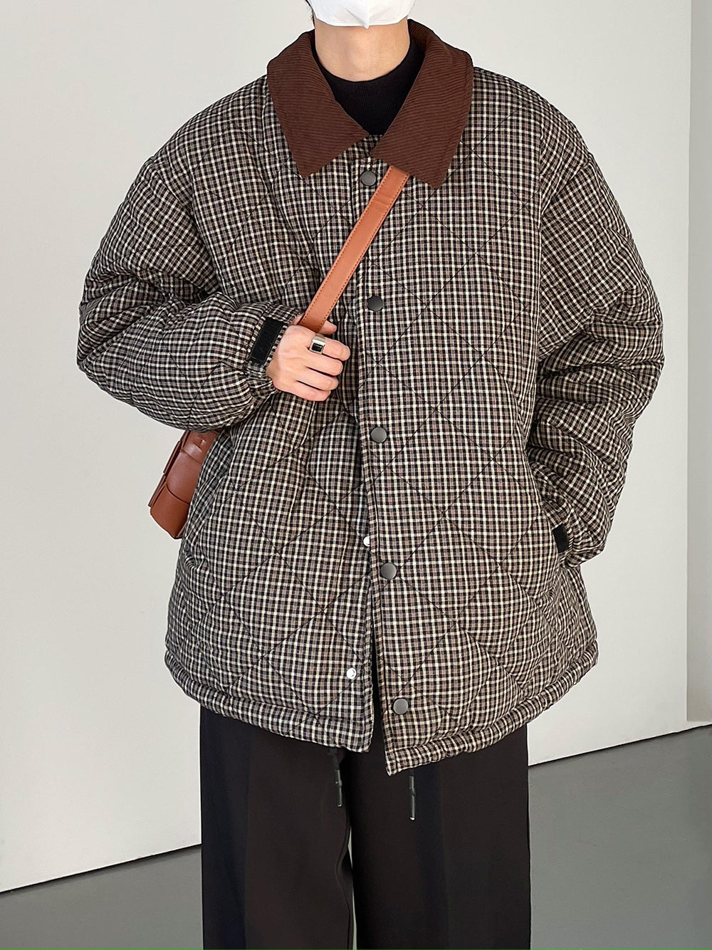 Plaid Coat Men's Loose Retro Cotton-padded Jacket