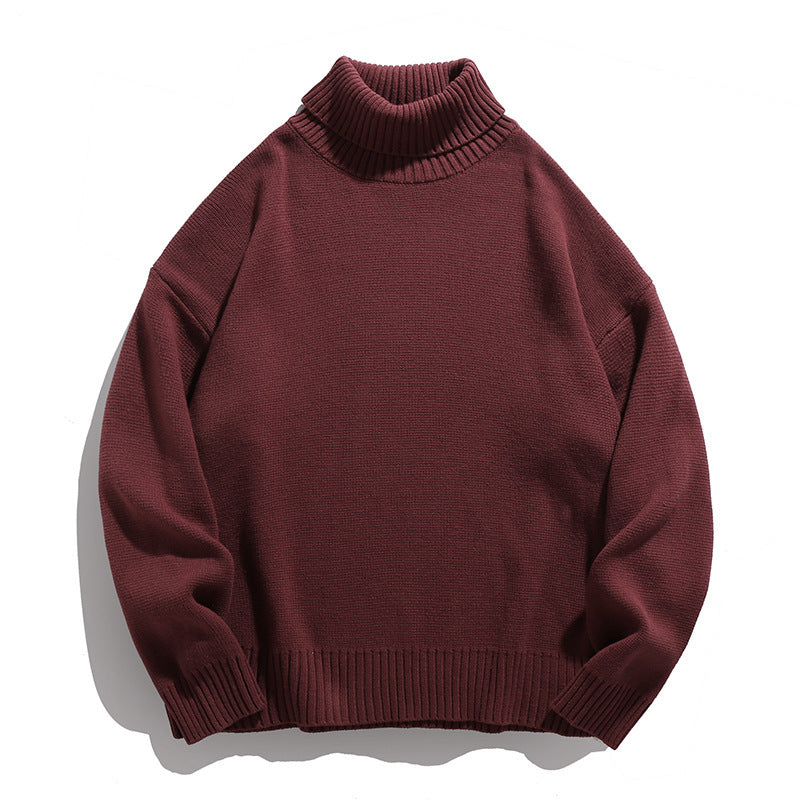 Japanese Couple Solid Color Turtleneck Sweater