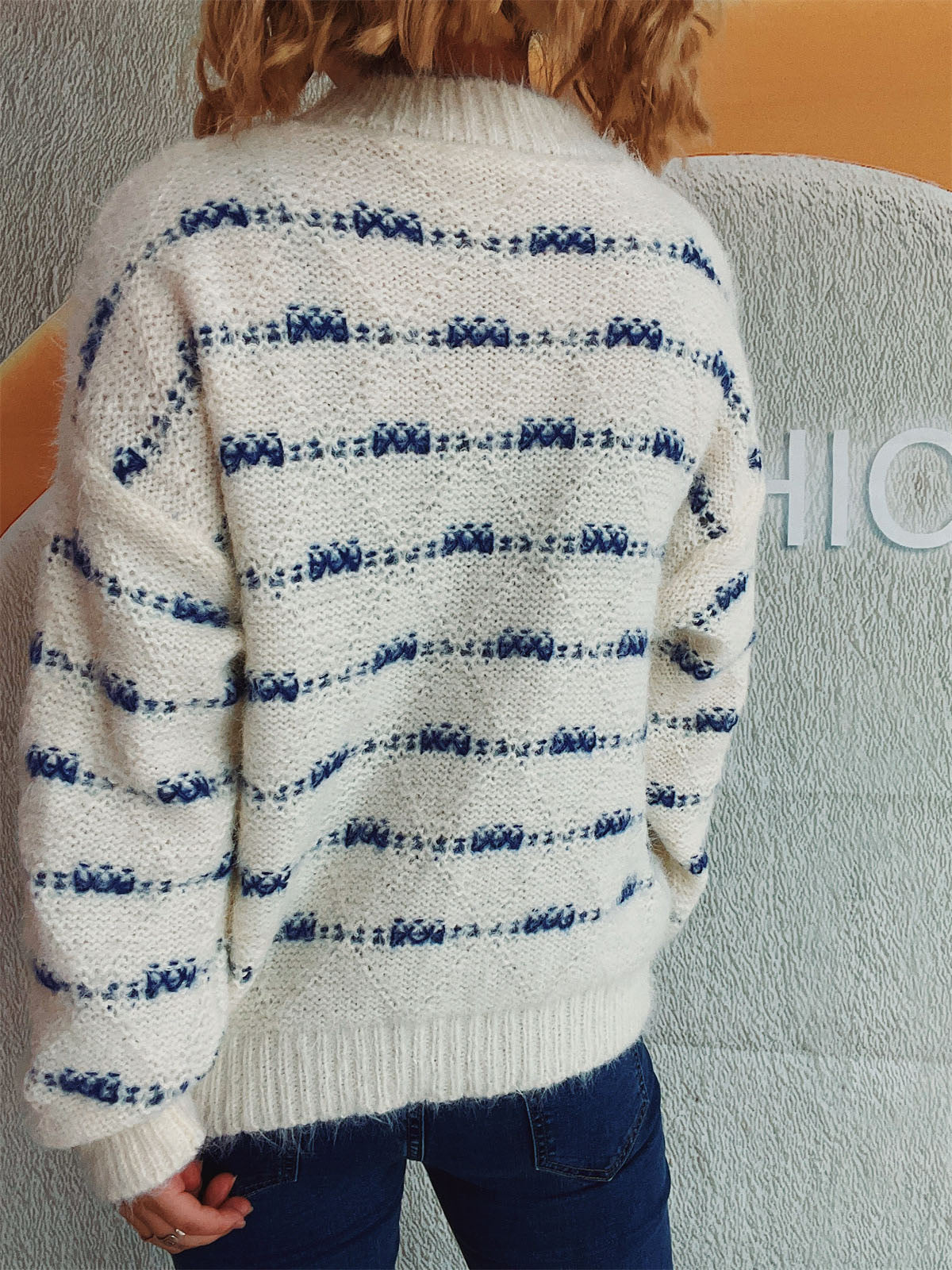 Striped Round Neck Long Sleeve Sweater