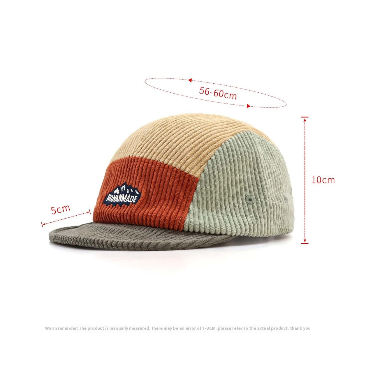 Corduroy Color Matching Five-piece Cap Short Brim Baseball Cap