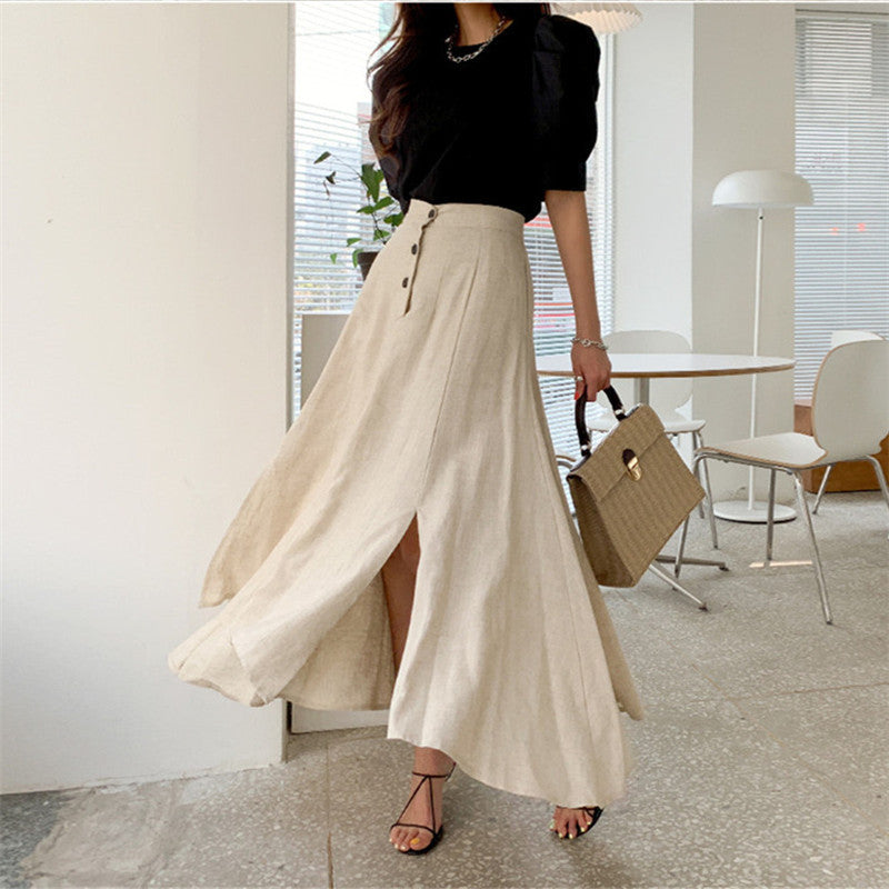 Irregular Cotton And Linen Skirt