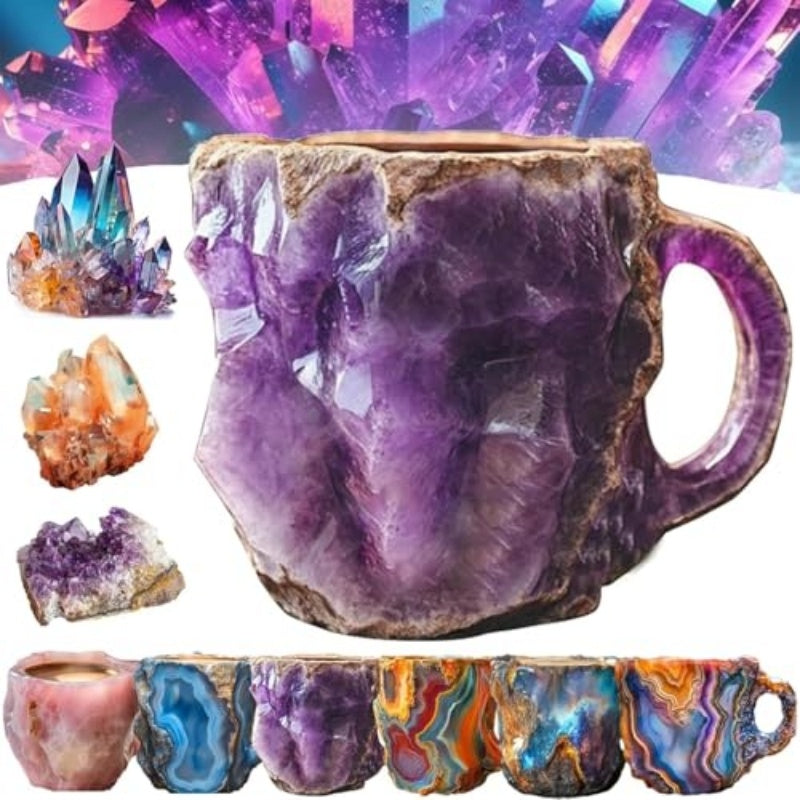 400ml Resin Mineral Crystal Coffee Mugs With Handles Elegant Fake Mineral Crystal Cup For Workplace Home Decor Christmas Gift Kitchen Mug